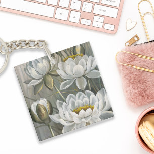Ellis Rowan White Water Lily  Flowers Sleutelhanger