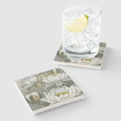 Ellis Rowan White Water Lily Flowers Stenen Onderzetter (Zijkant)