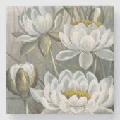 Ellis Rowan White Water Lily Flowers Stenen Onderzetter (Voorkant)
