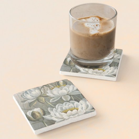 Ellis Rowan White Water Lily Flowers Stenen Onderzetter