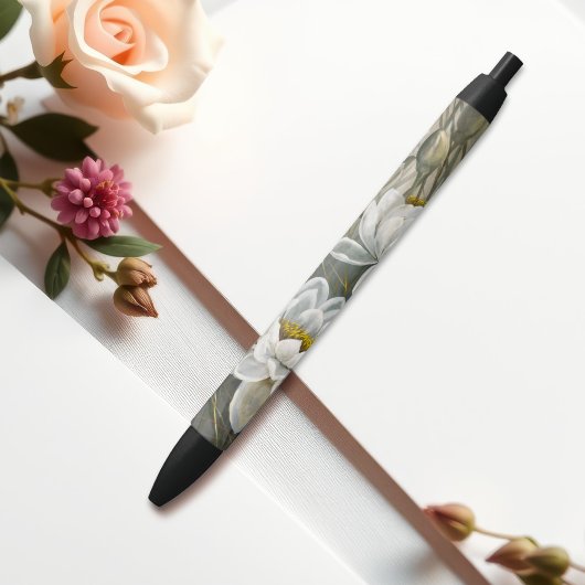 Ellis Rowan White Water Lily Flowers Zwarte Inkt Pen