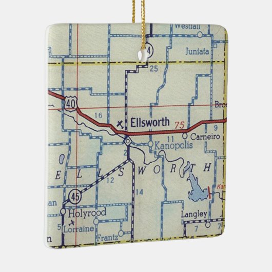 Ellsworth KS  Map Keramisch Ornament (Rechts)