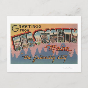 Ellsworth, Maine - Grote Letter-scènes Briefkaart