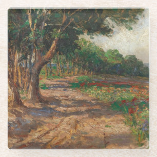 Elm-omzoomde Promenade in Euxinograd Glazen Onderzetter