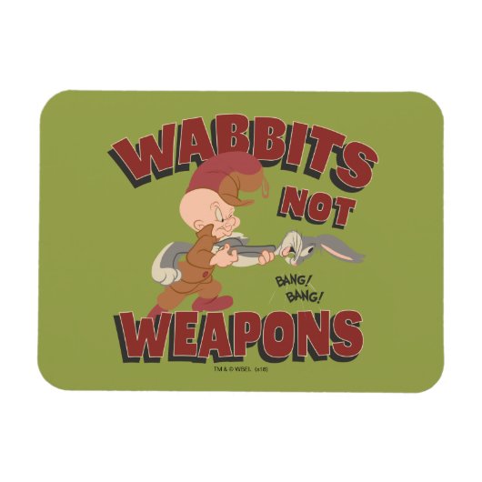 ELMER FUDD™ & BUGS BUNNY™ "Wabbits Not Weapons" Magneet (Horizontaal)
