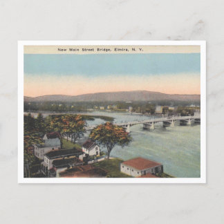 Elmira NY Nieuwe Main St Bridge 1927 stijl Briefkaart