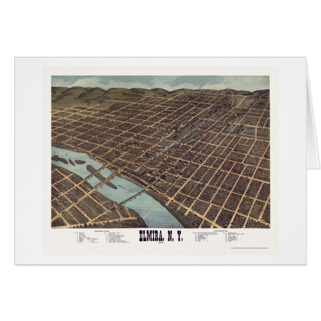 Elmira, NY Panoramic Map - 1873 (Voorkant Horizontaal)