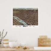 Elmira, NY Panoramic Map - 1873 Poster (Keuken)