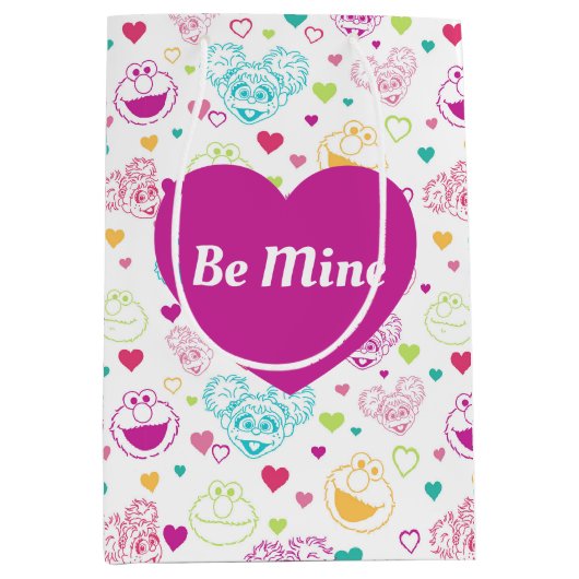Elmo & Abby Cadabby Valentijn Hearts Pattern Medium Cadeauzakje (Voorkant)