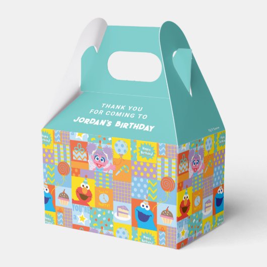 Elmo, Abby en Cookie Monster Birthday Pattern Bedankdoosjes (Voorkant Zijde)