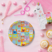 Elmo, Abby en Cookie Monster Birthday Pattern Papieren Bordje (Feest)