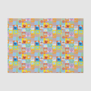 Elmo, Abby en Cookie Monster Birthday Pattern Tissuepapier