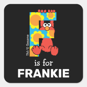 Elmo Alfabet F Bloemen Vierkante Sticker