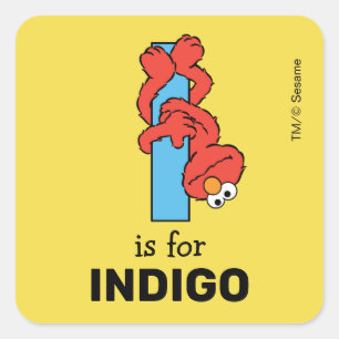 Elmo Alfabet Ik Blauw Vierkante Sticker