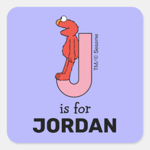 Elmo Alfabet   J Roze Vierkante Sticker