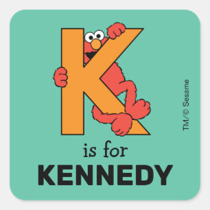 Elmo Alfabet K Oranje Vierkante Sticker