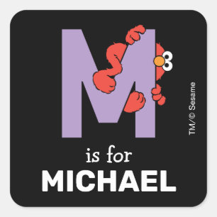 Elmo Alfabet   M Paars Vierkante Sticker