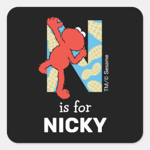 Elmo Alfabet N Noten Vierkante Sticker