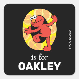 Elmo Alfabet O Oranje Vierkante Sticker