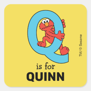 Elmo Alfabet Q Blauw Vierkante Sticker