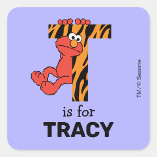 Elmo Alfabet T Tijger Vierkante Sticker