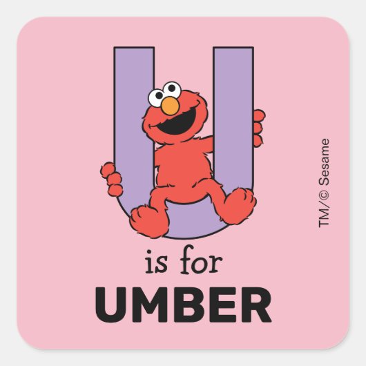 Elmo Alfabet | U Paars Vierkante Sticker (Voorkant)
