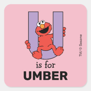 Elmo Alfabet   U Paars Vierkante Sticker
