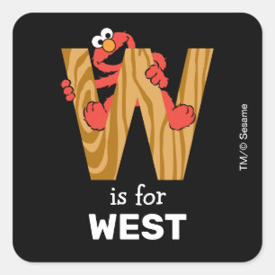 Elmo Alfabet W Hout Vierkante Sticker