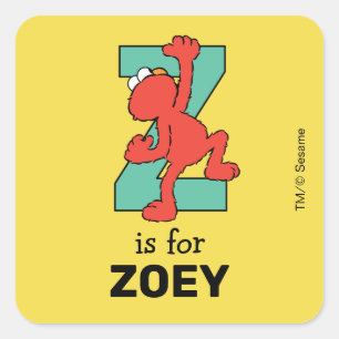 Elmo Alfabet Z Teal Vierkante Sticker
