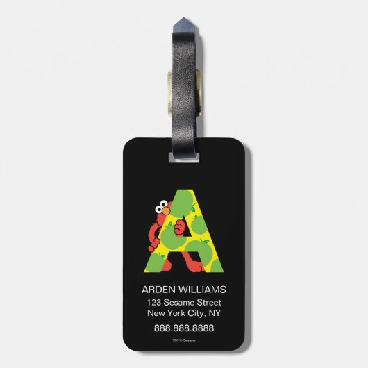 Elmo Alphabet | A Apple Bagagelabel (Achterkant verticaal)