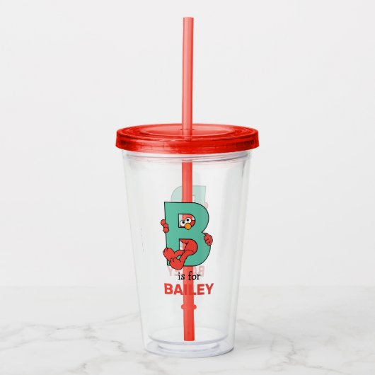 Elmo Alphabet | B BLAUWGROEN Acryl Drinkbeker (Voorkant)