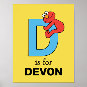 Elmo Alphabet D Blauw Poster