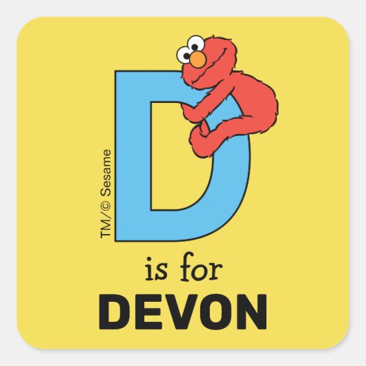 Elmo Alphabet | D Blauw Vierkante Sticker (Voorkant)