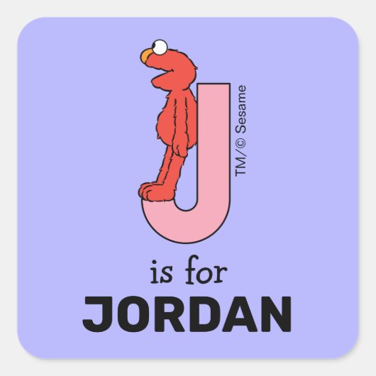 Elmo Alphabet | J Roze Vierkante Sticker (Voorkant)