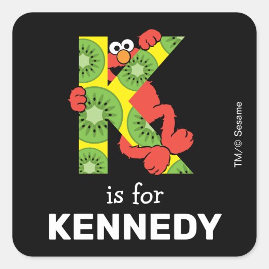 Elmo Alphabet | K Kiwi Vierkante Sticker (Voorkant)