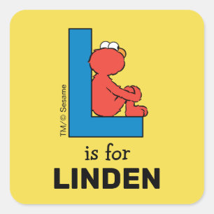 Elmo Alphabet L Blauw Vierkante Sticker