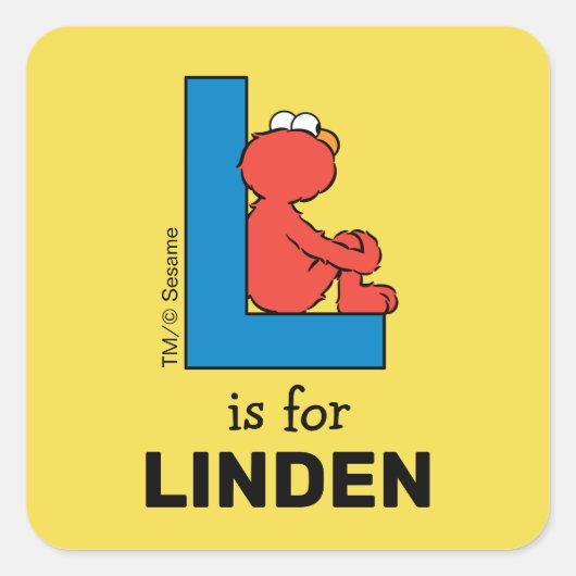 Elmo Alphabet | L Blauw Vierkante Sticker (Voorkant)