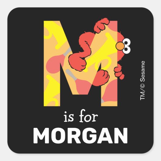 Elmo Alphabet | M Muziek Vierkante Sticker (Voorkant)