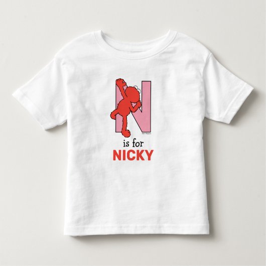 Elmo Alphabet | N Roze Kinder Shirts (Voorkant)