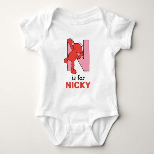 Elmo Alphabet | N Roze Romper (Voorkant)