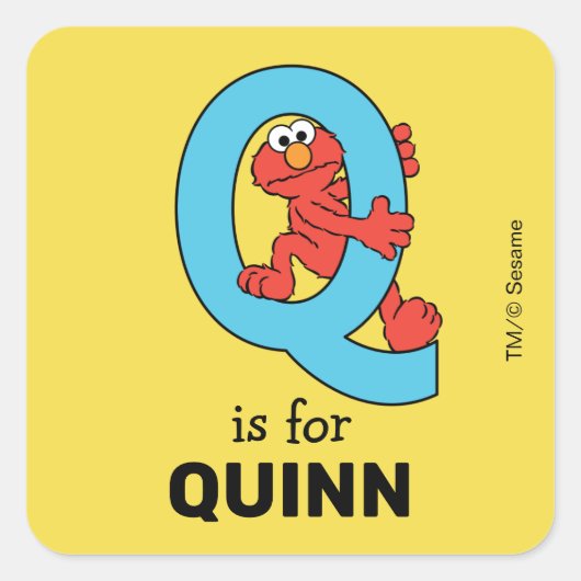 Elmo Alphabet | Q Blue Vierkante Sticker (Voorkant)