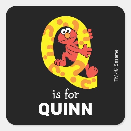 Elmo Alphabet | Q-vraagteken Vierkante Sticker (Voorkant)