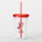 Elmo Alphabet | T Roze Acryl Drinkbeker (Voorkant)