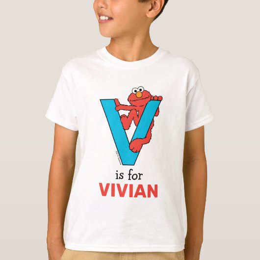 Elmo Alphabet | V Blauw T-shirt (Voorkant)