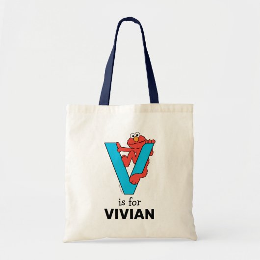 Elmo Alphabet | V Blauw Tote Bag (Voorkant)