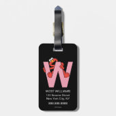Elmo Alphabet | W Roze Bagagelabel (Achterkant verticaal)