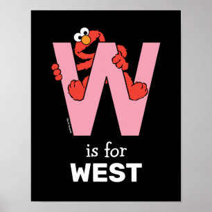 Elmo Alphabet W Roze Poster
