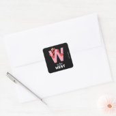 Elmo Alphabet | W Roze Vierkante Sticker (Envelop)