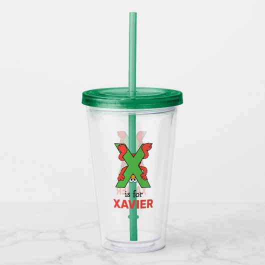 Elmo Alphabet | X Groen Acryl Drinkbeker (Voorkant)
