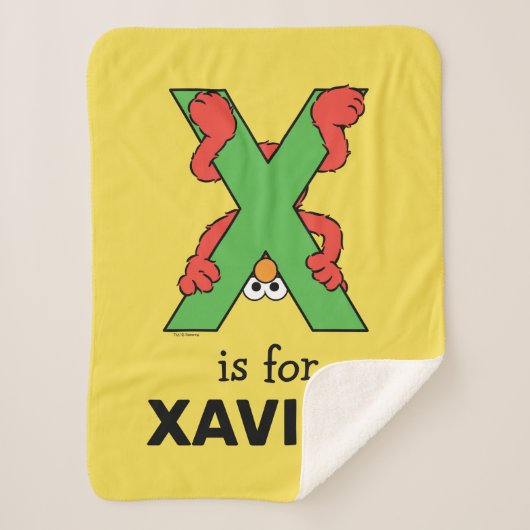 Elmo Alphabet | X Groen Sherpa Deken (Voorkant)